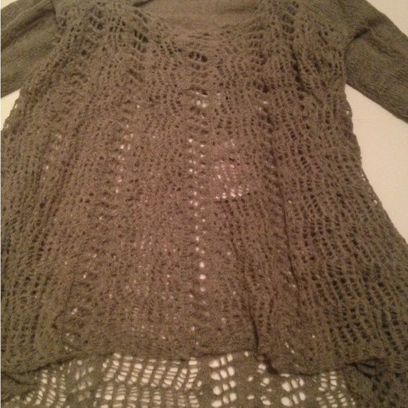 Simply Noelle Tan Convertible L/XL Open Knit Cardigan or Flare Tunic. EUC - Picture 2 of 10